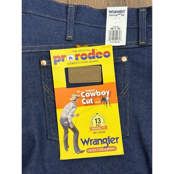 NEW Wrangler Pro Rodeo Competition Original Fit Blue Jeans Cowboy Cut 46 X 32 - Picture 2 of 2